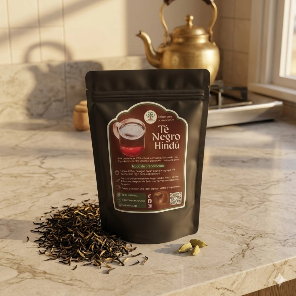 Té negro hindú de hoja entera Omohini's, infusión antioxidante natural de altura sin aditivos artificiales